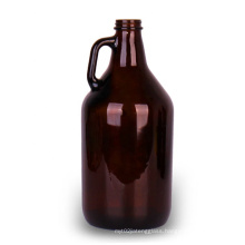 Empty 2L amber California wine beer growler carboy glass bottle with airtight screw lid